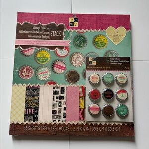 DCWV Vintage Collector 12x12 Paper Pad w/Bottle Cap Embillishments-RARE